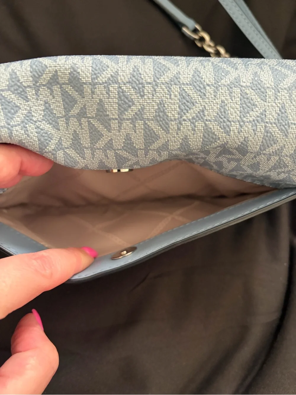 Michael Kors Blue MK Signature Crossbody Bag with Gold Hardware